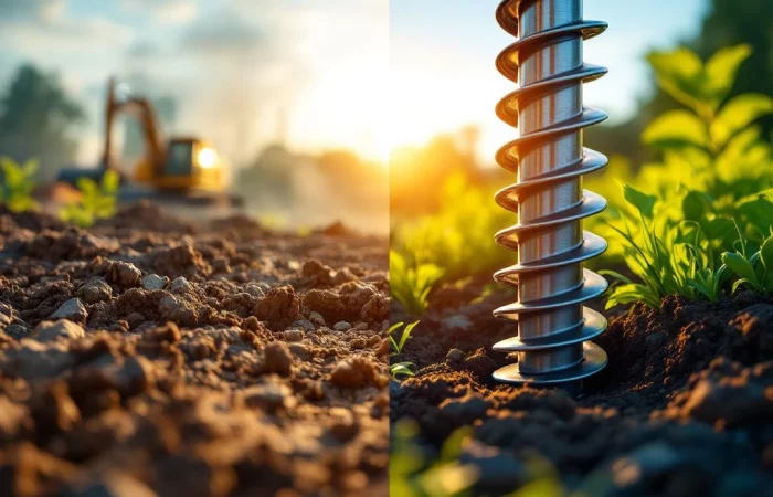 Schroefpalen installatie versus traditionele betonnen fundering: milieuvriendelijke bouwmethode met minimale grondverstoring
