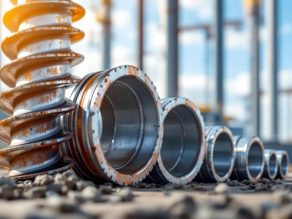 Stalen schroefpalen in oplopende diameter met spiraaldraden en gegalvaniseerde oppervlak op bouwplaats